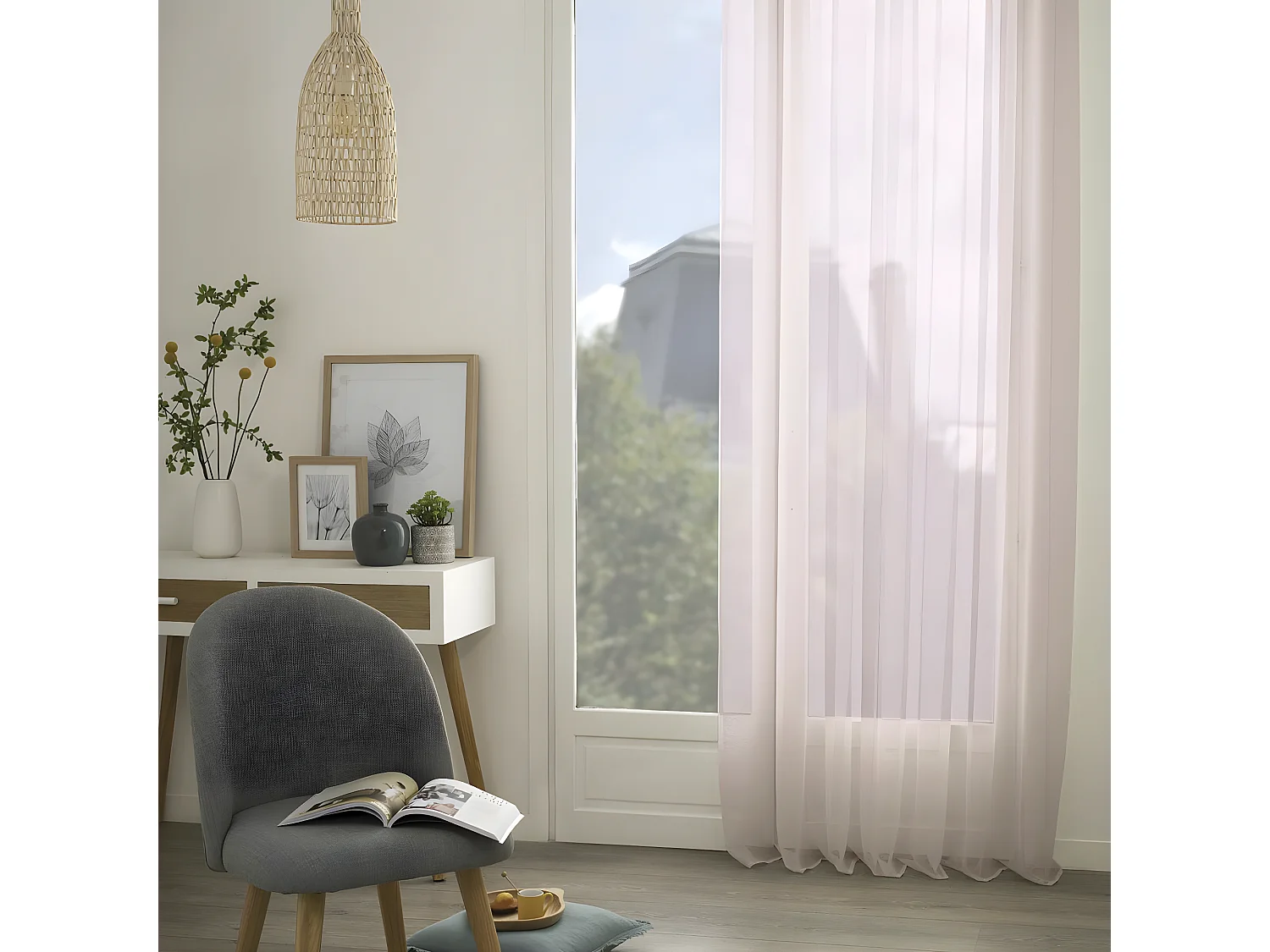 Voilage à œillets Rose 135 x 240 cm