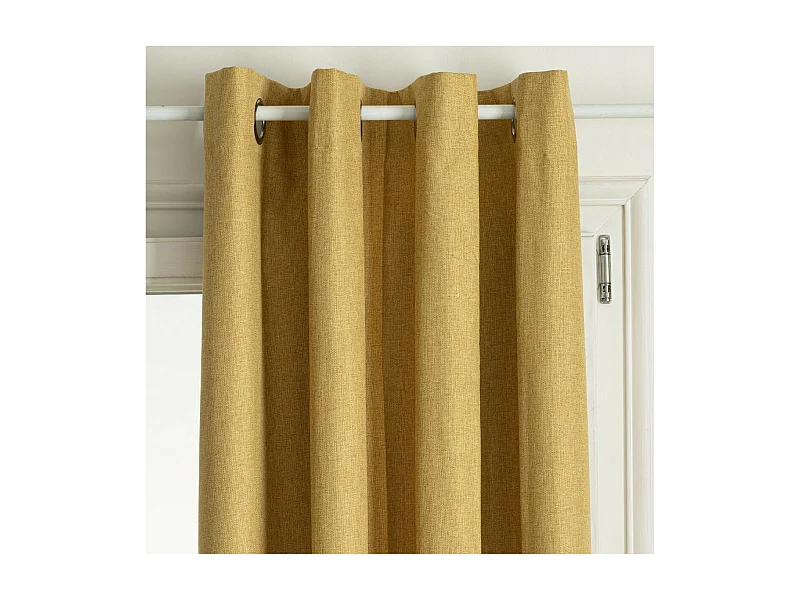 Rideau à œillets Occultant en tissu Ocre 140 x 260 cm