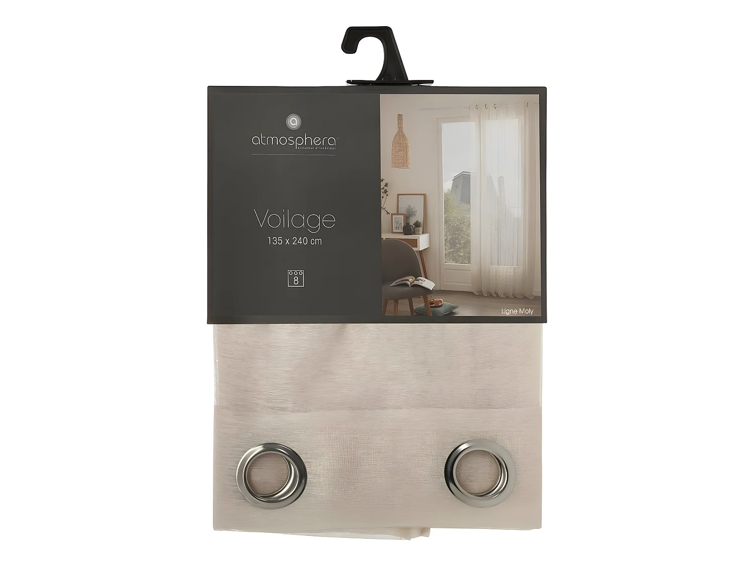 Voilage à œillets Beige Lin 135 x 240 cm