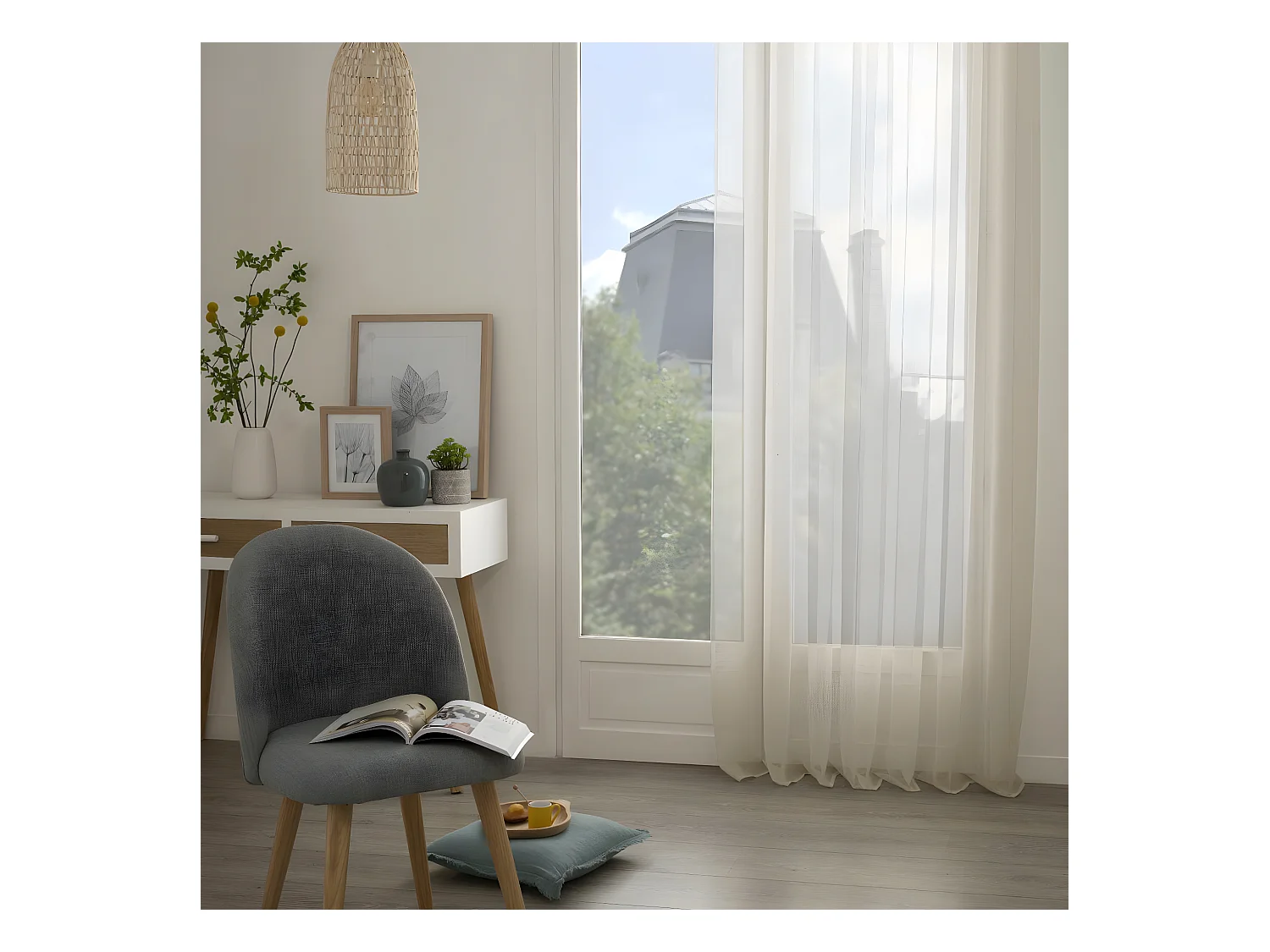 Voilage à œillets Beige Lin 135 x 240 cm