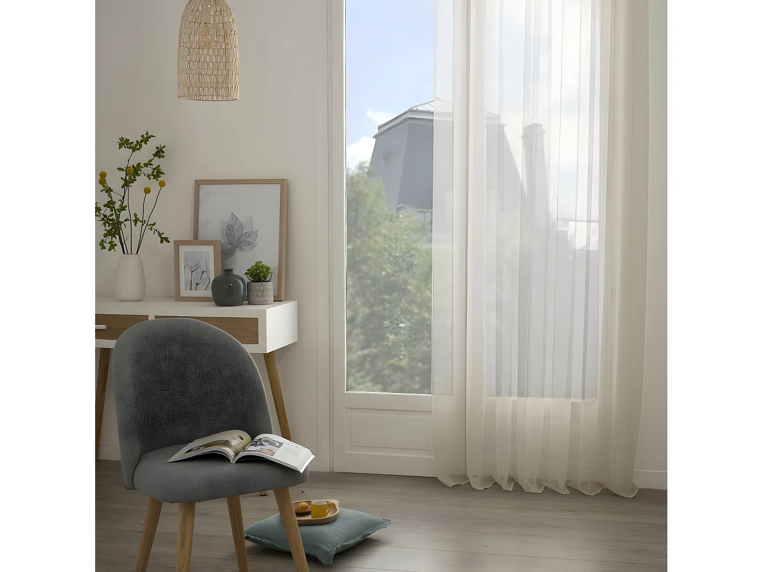 Voilage à œillets Beige Lin 135 x 240 cm