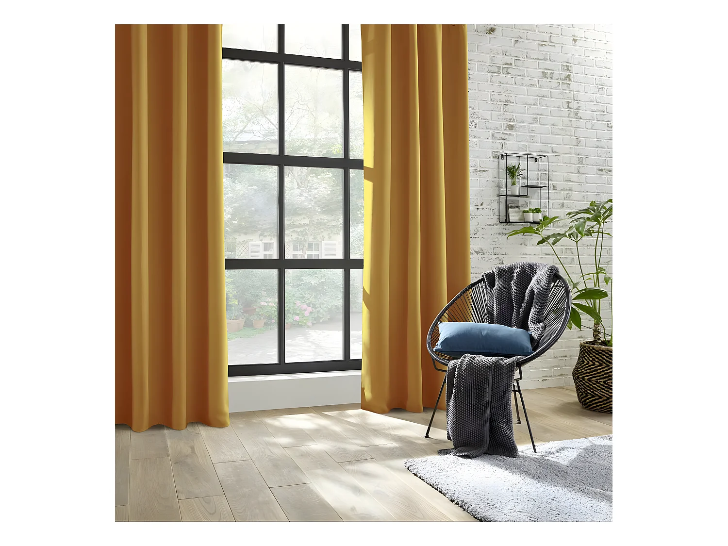 Lot de 2 Rideaux Occultants Ocre 135 x 240 cm
