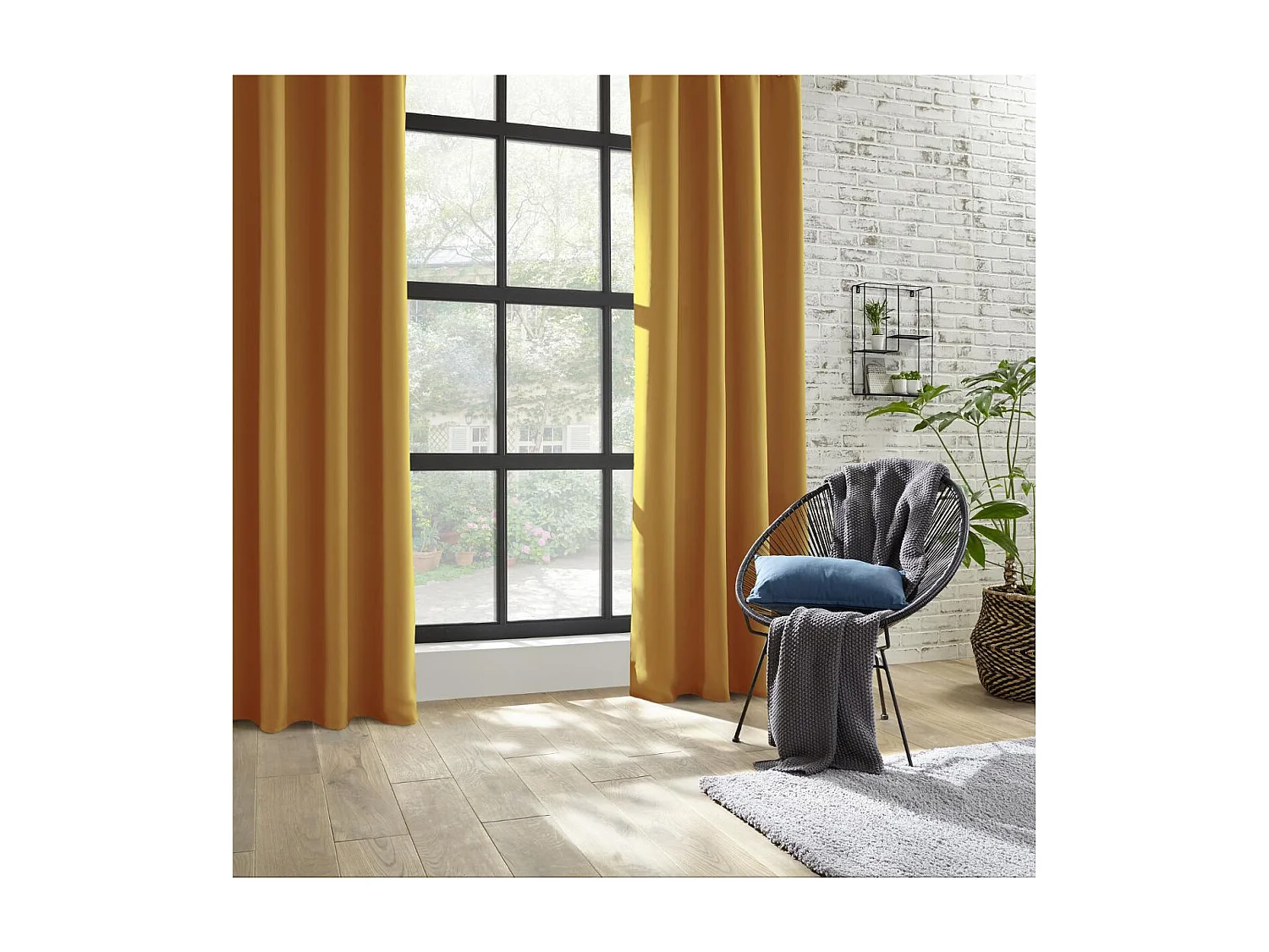 Lot de 2 Rideaux Occultants Ocre 135 x 240 cm