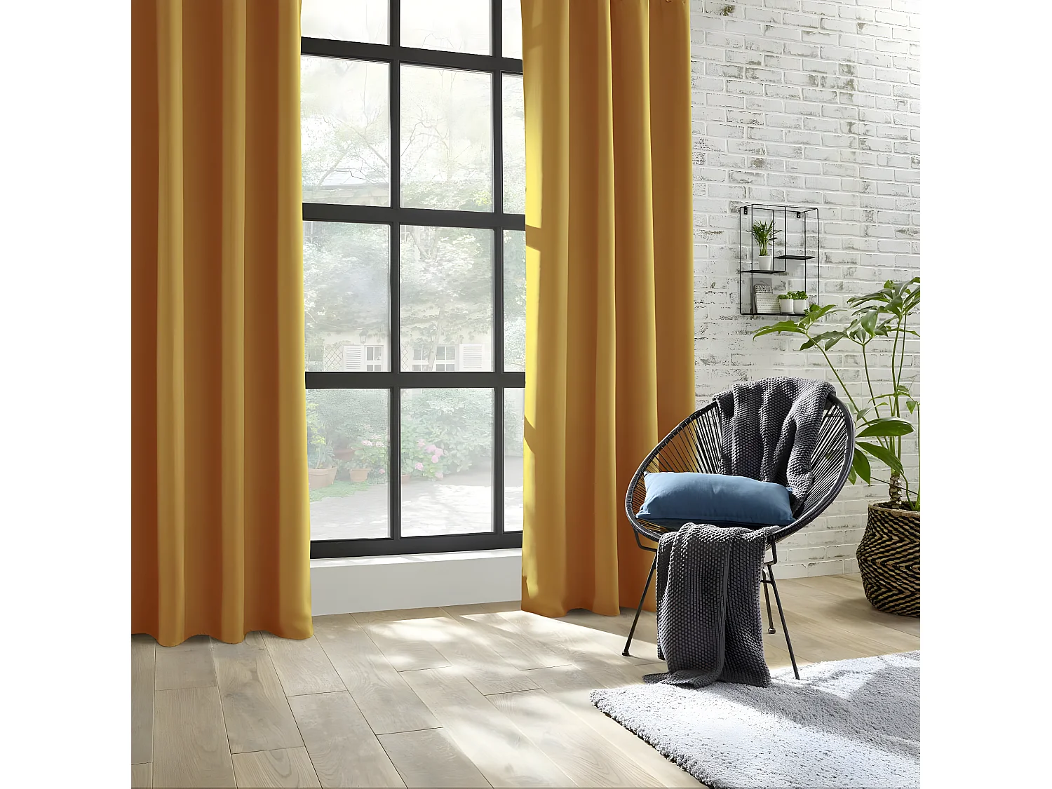 Lot de 2 Rideaux Occultants Ocre 135 x 240 cm