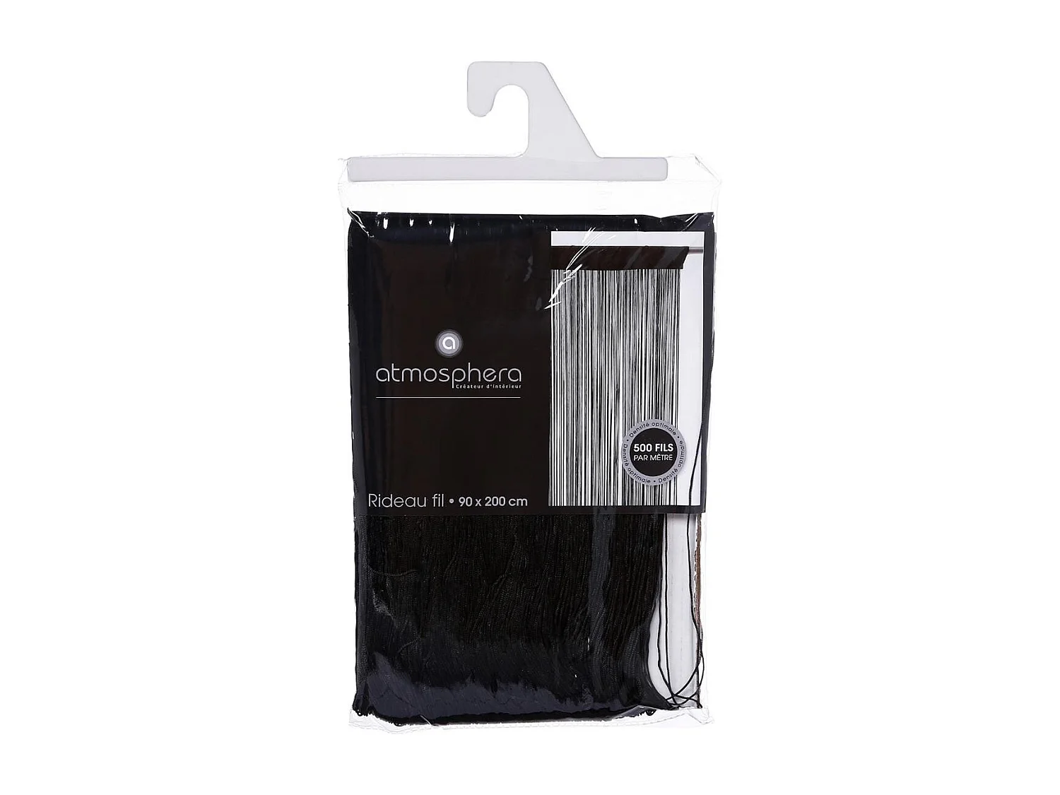 Rideau fil Noir 90 x 200 cm densité optimale
