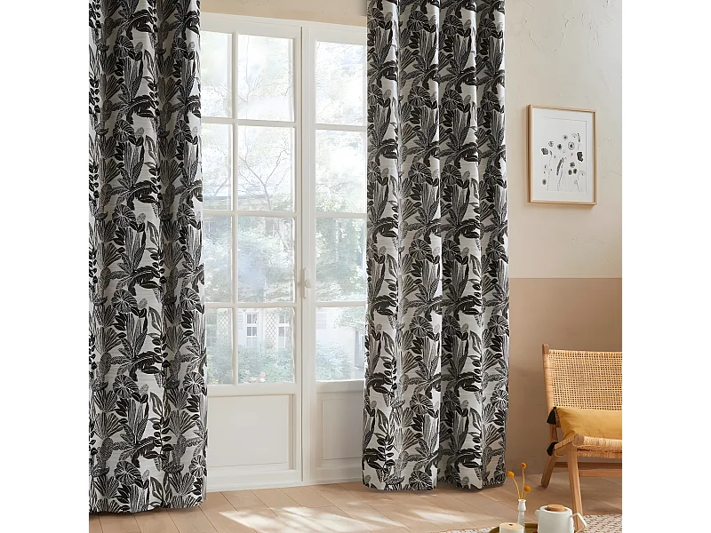 Rideau à œillets Jacquard Noir 140 x 260 cm