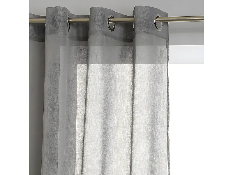 Voilage à œillets Etamine Gris 140 x 260 cm