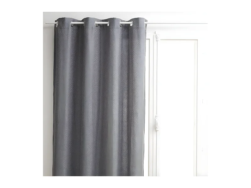 Rideau à œillets motif jacquard Gris 140 x 260 cm