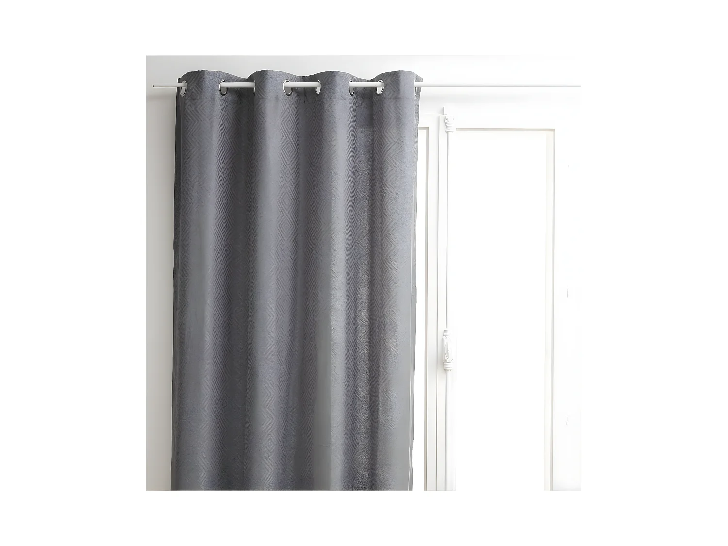 Rideau à œillets motif jacquard Gris 140 x 260 cm