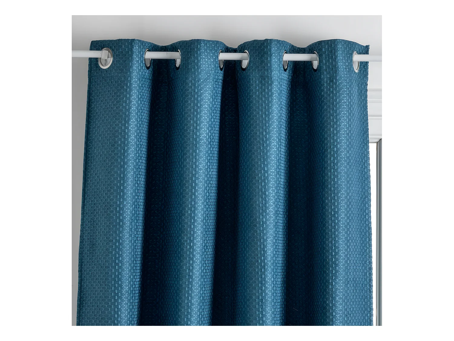 Rideau à œillets Occultant Jacquard Bleu Canard 140 x 260 cm