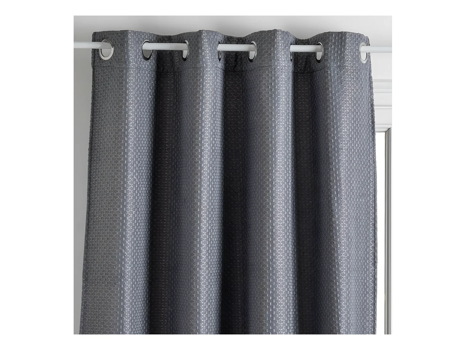 Rideau à œillets Occultant Jacquard Gris 140 x 260 cm