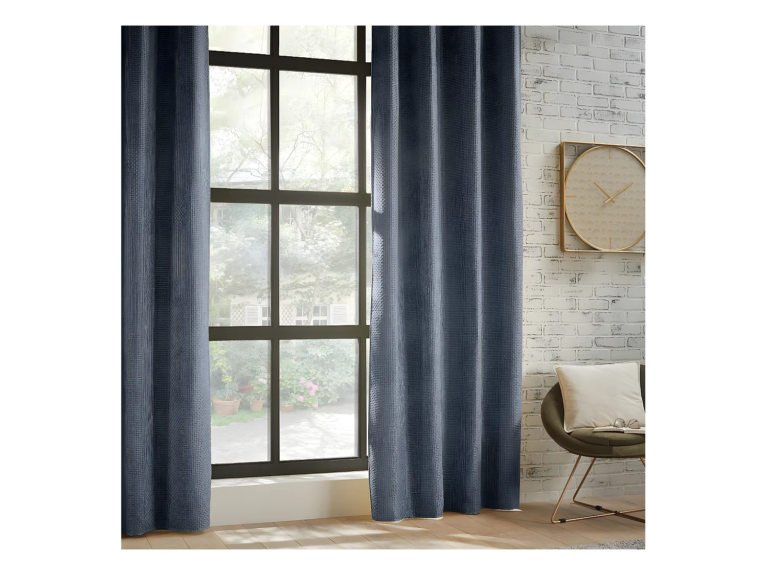 Rideau à œillets Occultant Jacquard Gris 140 x 260 cm