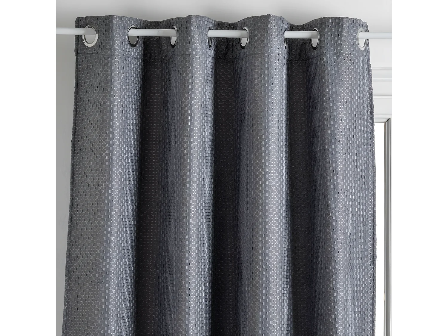 Rideau à œillets Occultant Jacquard Gris 140 x 260 cm