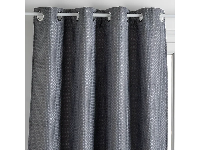 Rideau à œillets Occultant Jacquard Gris 140 x 260 cm