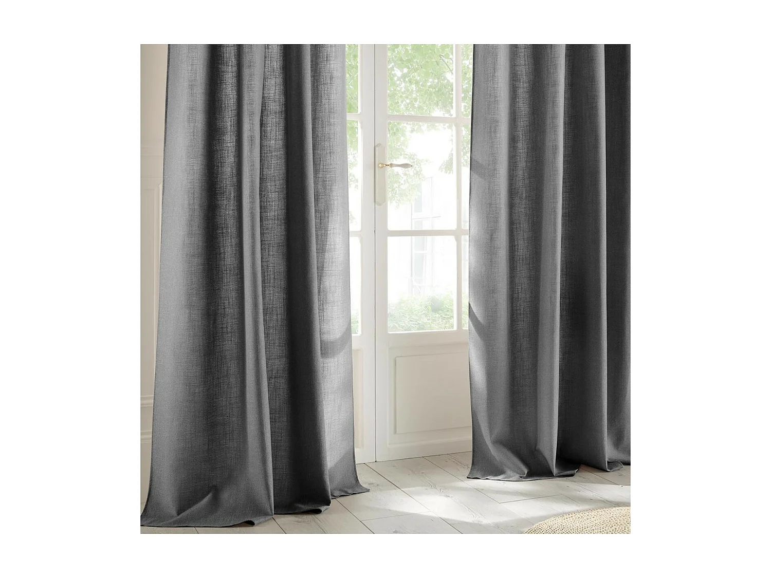 Rideau à œillets Tissu Gris Foncé 140 x 260 cm