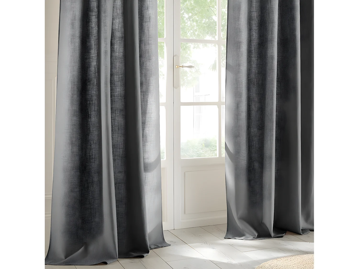 Rideau à œillets Tissu Gris Foncé 140 x 260 cm