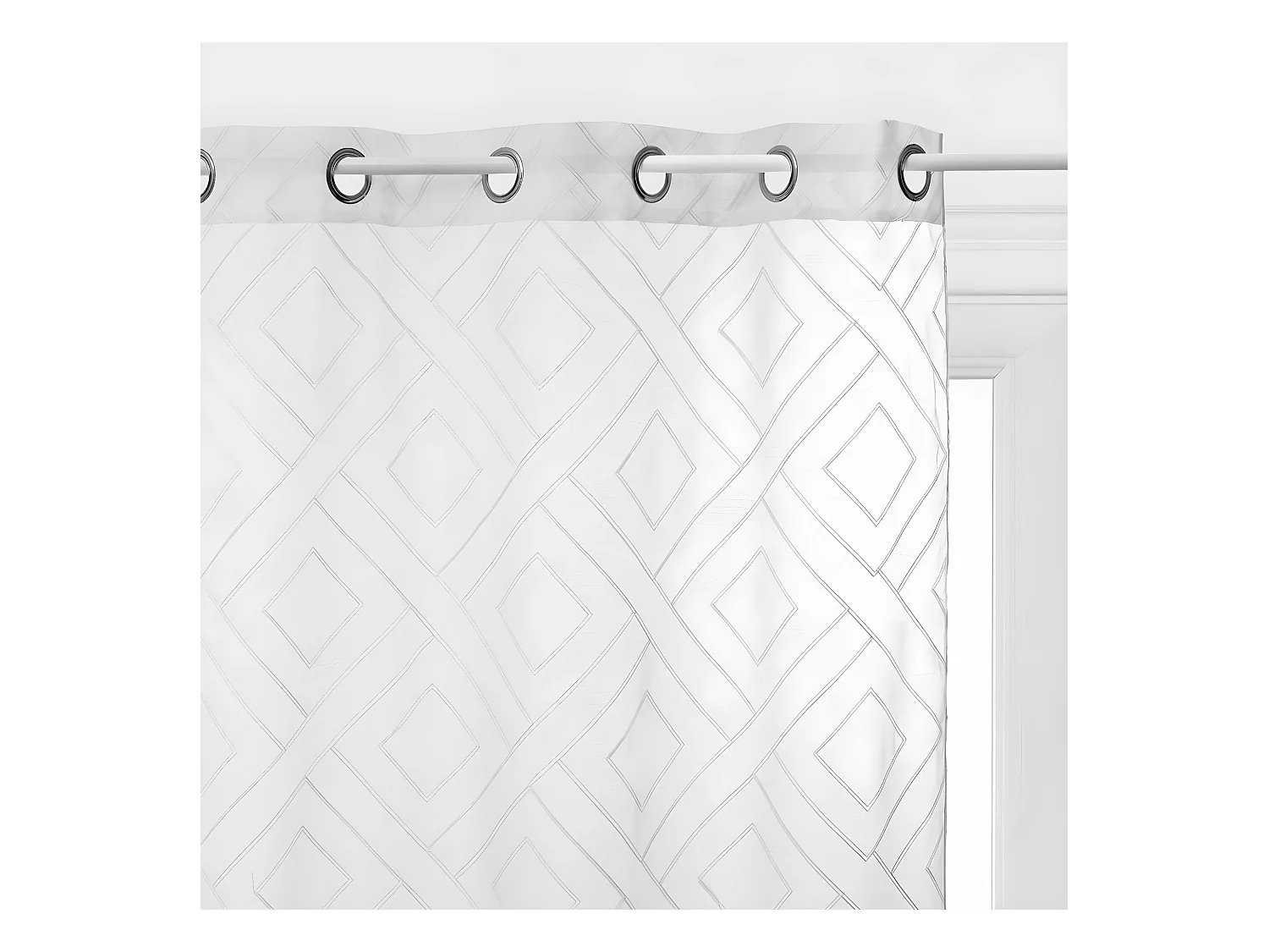 Voilage à œillets Blanc motif en relief brodé 140 x 240 cm