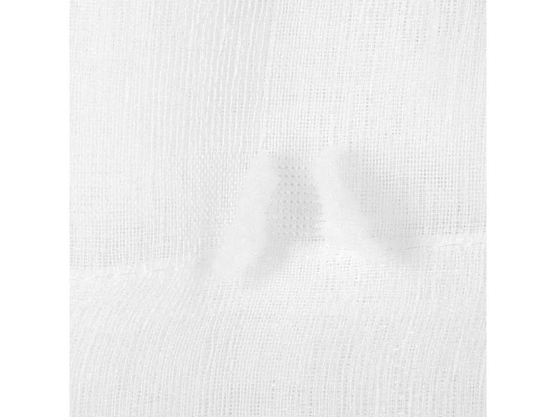 Voilage à œillets Blanc motif petits pompons 140 x 240 cm