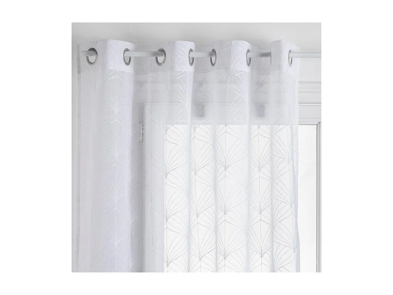 Voilage à œillets Blanc motif Brodé 140 x 240 cm
