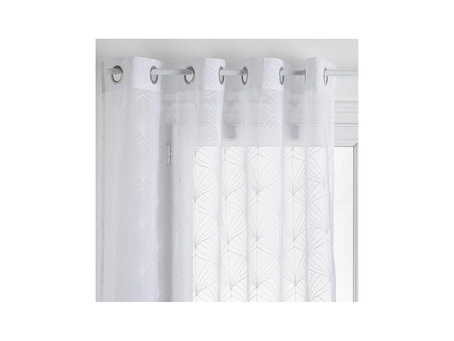 Voilage à œillets Blanc motif Brodé 140 x 240 cm