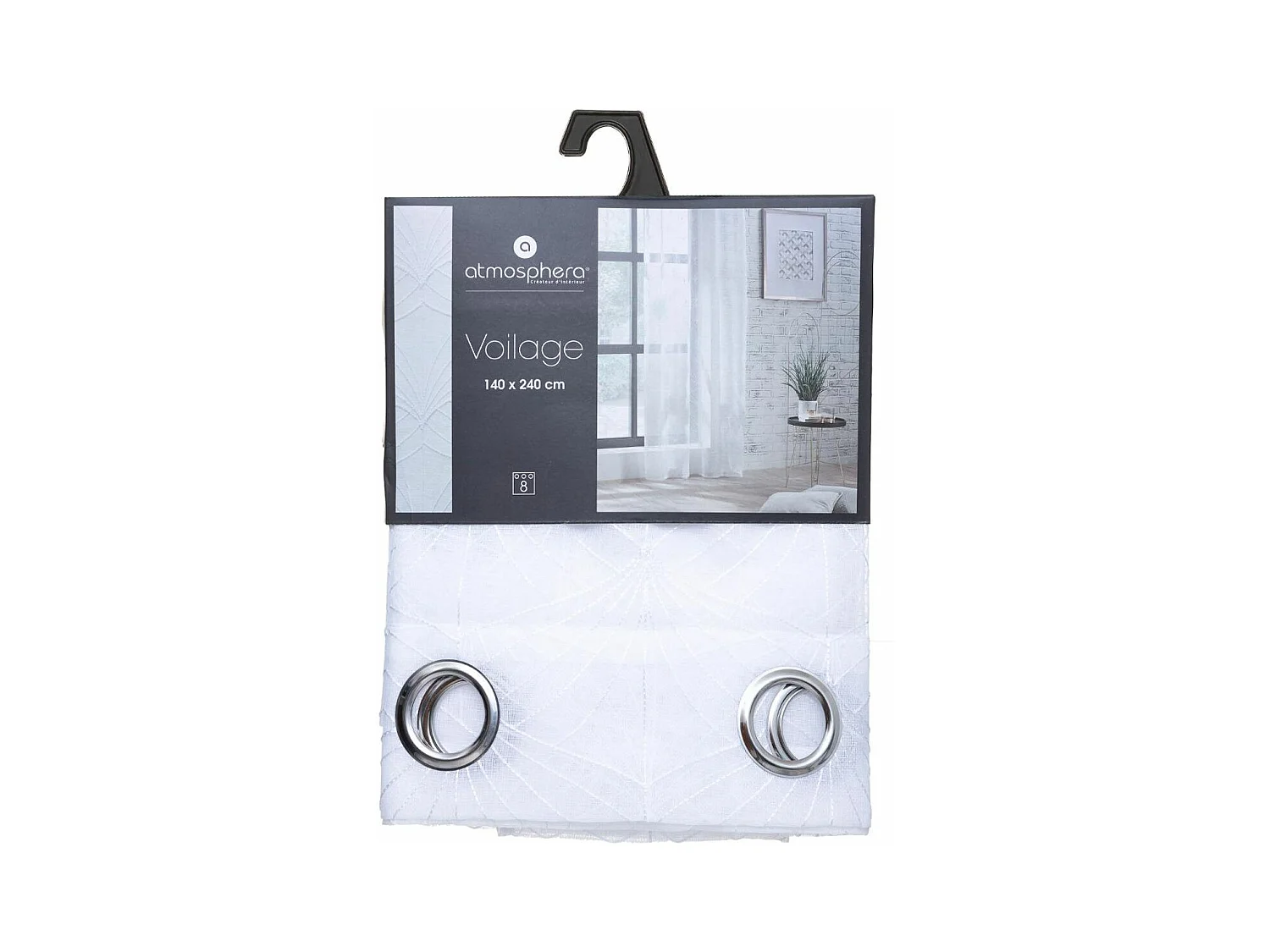 Voilage à œillets Blanc motif Brodé 140 x 240 cm