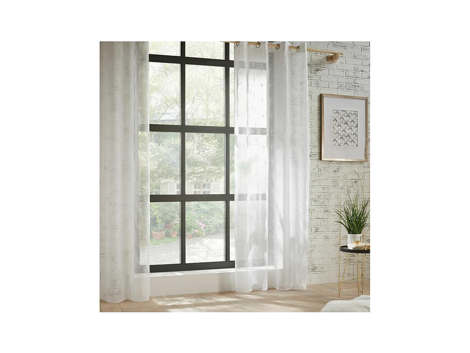 Voilage à œillets Blanc motif Brodé 140 x 240 cm