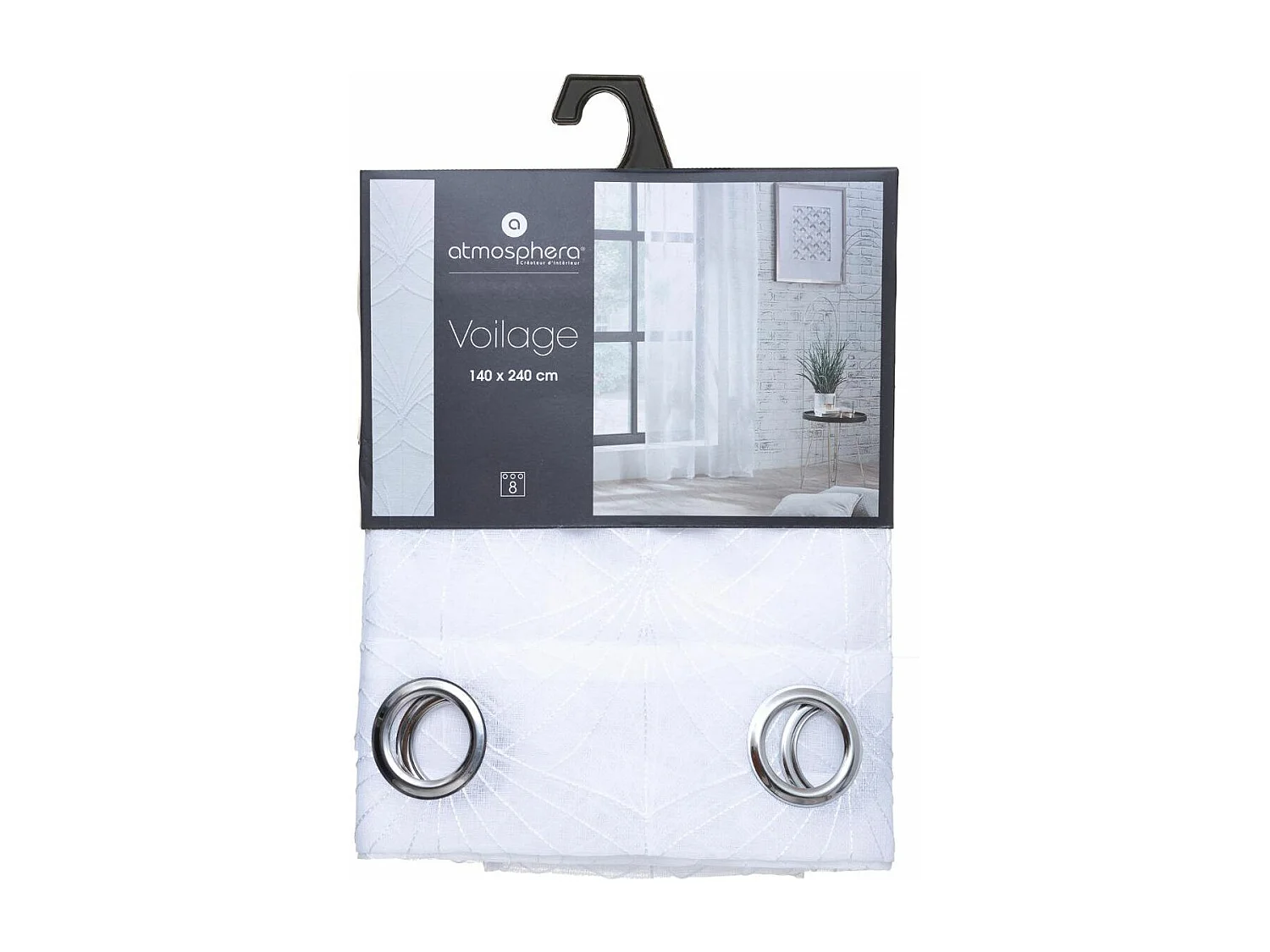 Voilage à œillets Blanc motif Brodé 140 x 240 cm