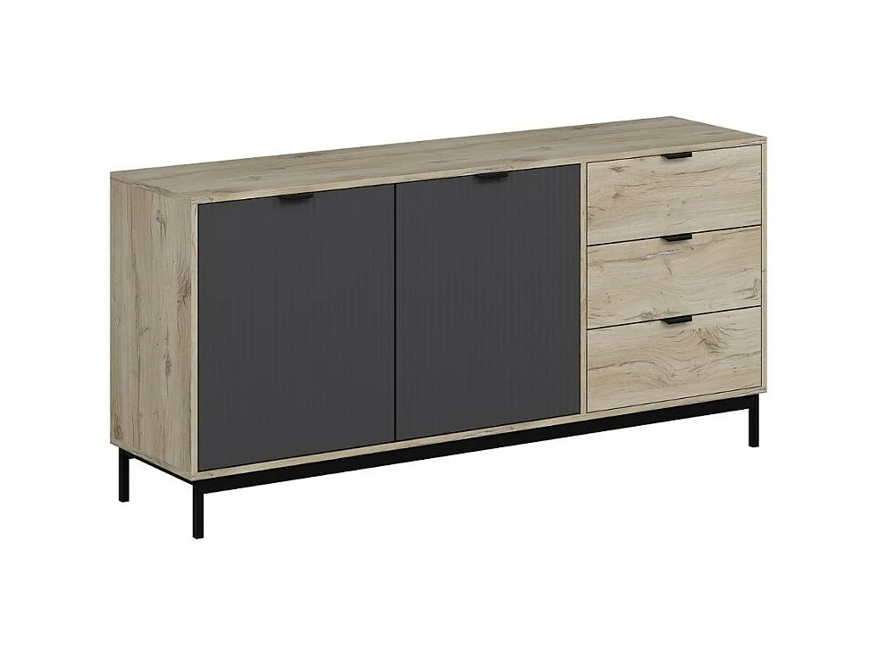 Madia Esta rovere chiaro e antracite con effetto cannettato 180x45x90H