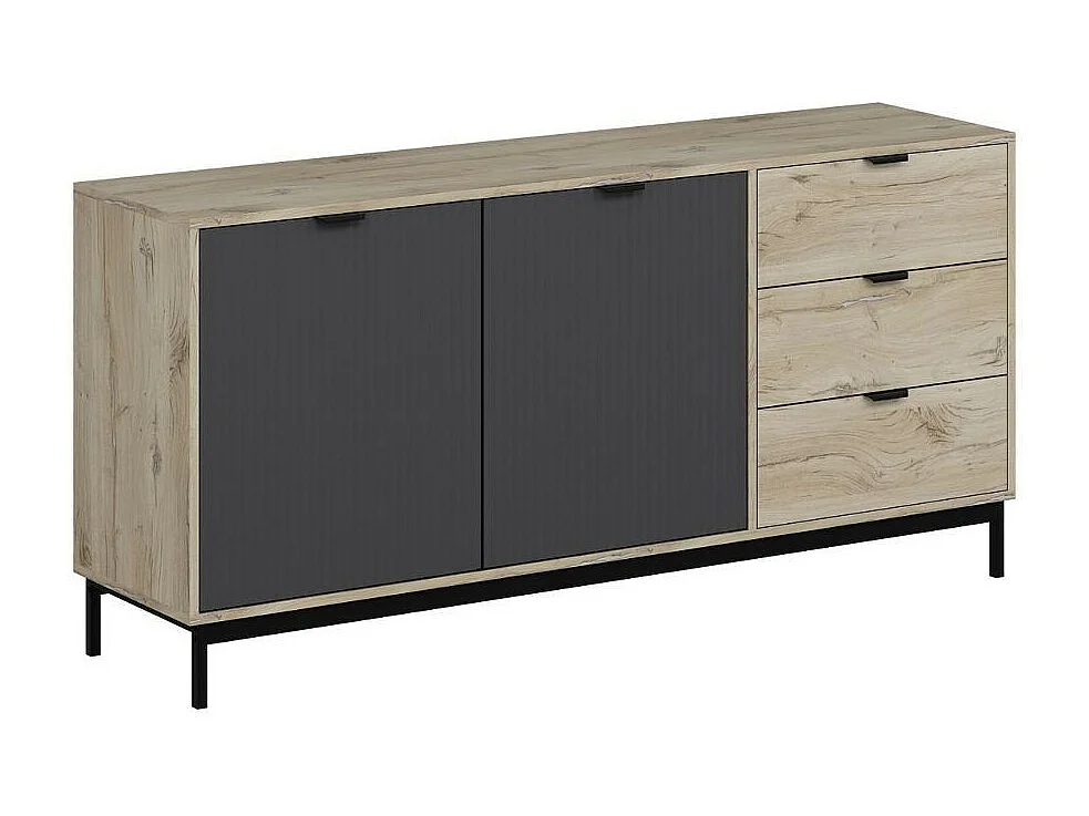 Madia Esta rovere chiaro e antracite con effetto cannettato 180x45x90H