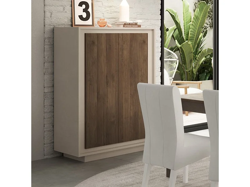 Contenitore 2 ante Open 106x40x171h colore cashmere e noce mercure