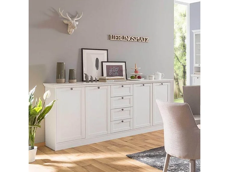 Credenza Landwood 52 colore bianco 4 ante e 4 cassetti