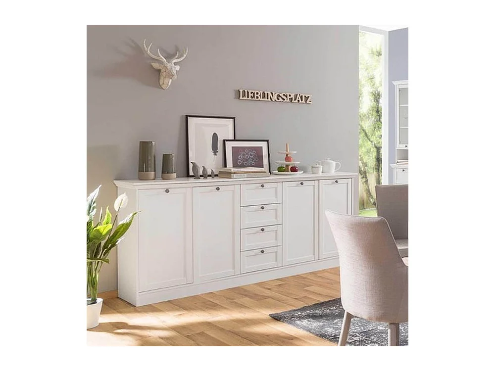 Credenza Landwood 52 colore bianco 4 ante e 4 cassetti
