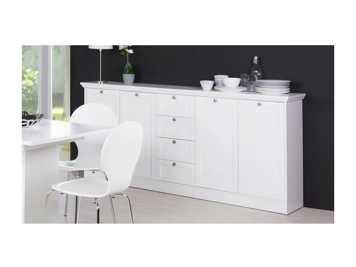 Credenza Landwood 52 colore bianco 4 ante e 4 cassetti
