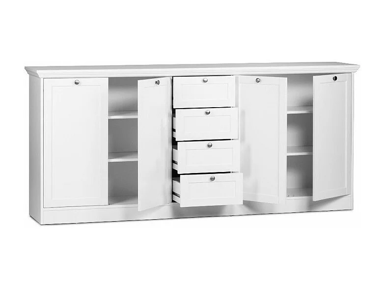 Credenza Landwood 52 colore bianco 4 ante e 4 cassetti