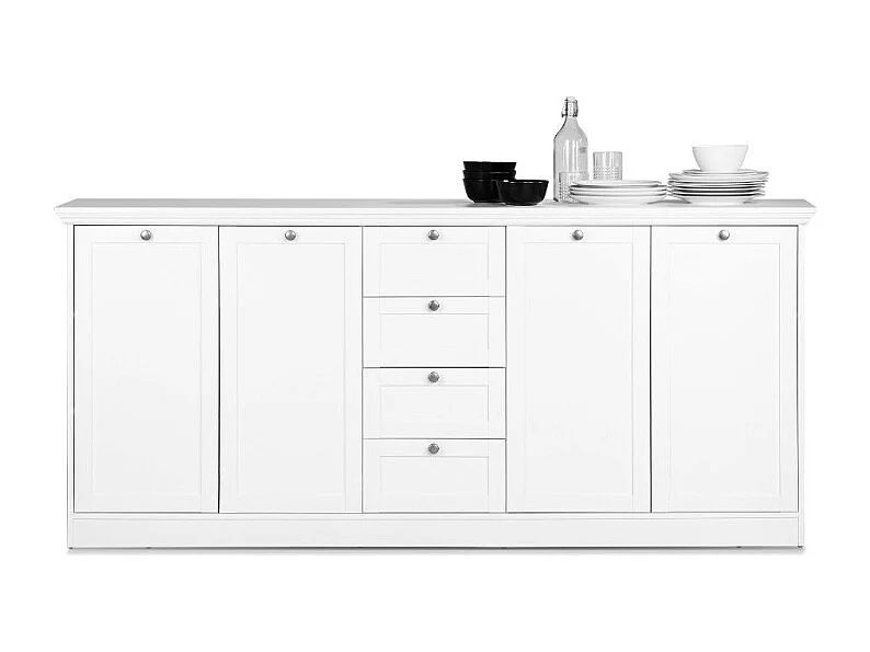 Credenza Landwood 52 colore bianco 4 ante e 4 cassetti