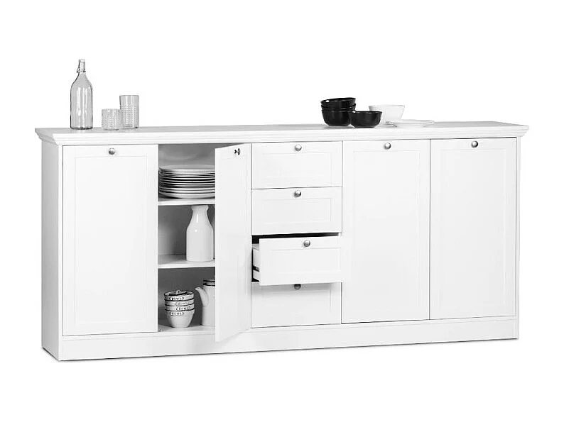 Credenza Landwood 52 colore bianco 4 ante e 4 cassetti