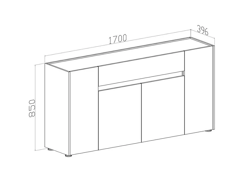 Madia Nordik 4 ante e 1 cassetto in noce e bianco spatolato 170x39.6x85H – Stile e funzionalità