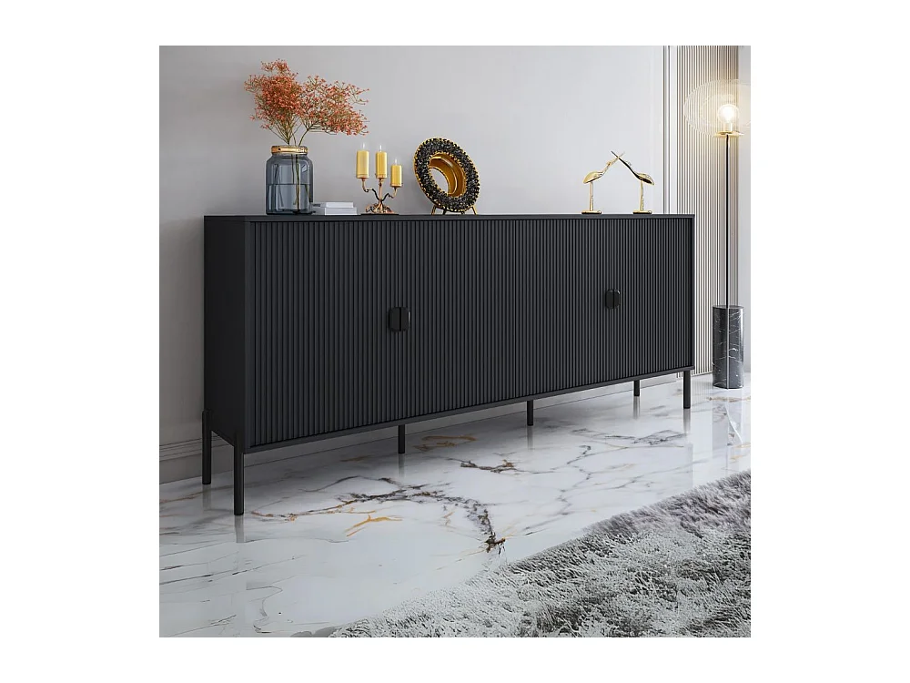 Madia Lotus 4 ante con frontali cannettati colore nero opaco 203.4x49x87.4H