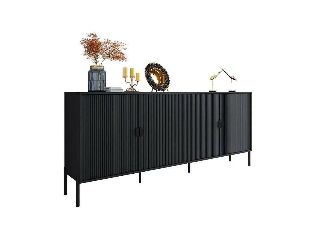 Madia Lotus 4 ante con frontali cannettati colore nero opaco 203.4x49x87.4H