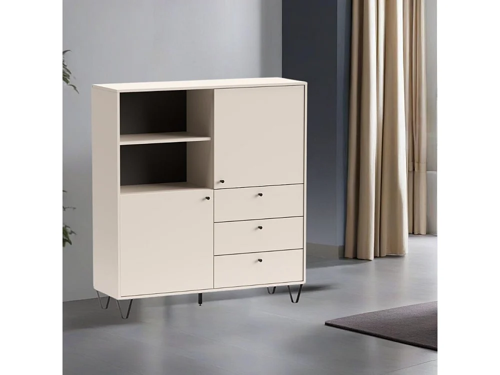 Credenza con ante cassetti e vano a giorno cachemire ALDO6 123,6x40x135H