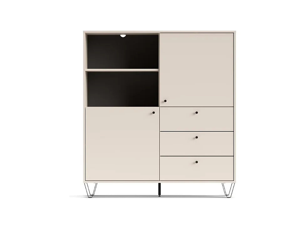 Credenza con ante cassetti e vano a giorno cachemire ALDO6 123,6x40x135H
