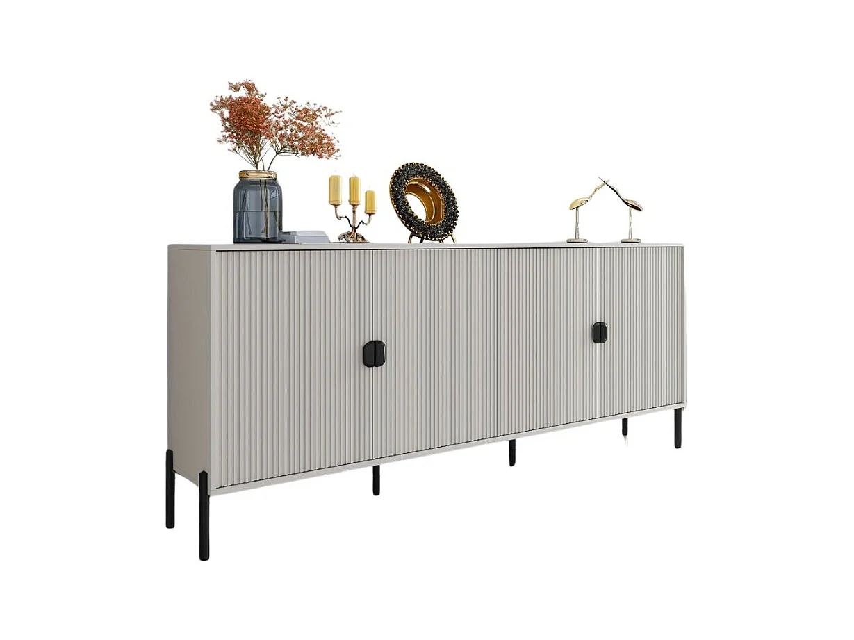 Madia Lotus 4 ante con frontali cannettati colore cashmere opaco 203.4x49x87.4H