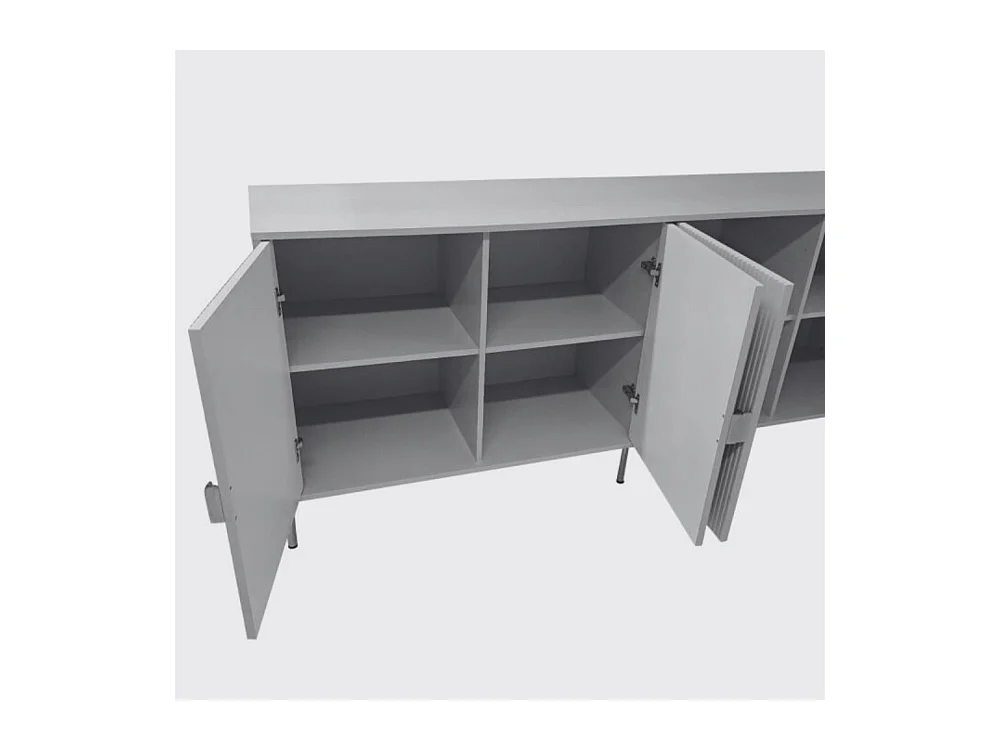 Madia Lotus 4 ante con frontali cannettati colore cashmere opaco 203.4x49x87.4H