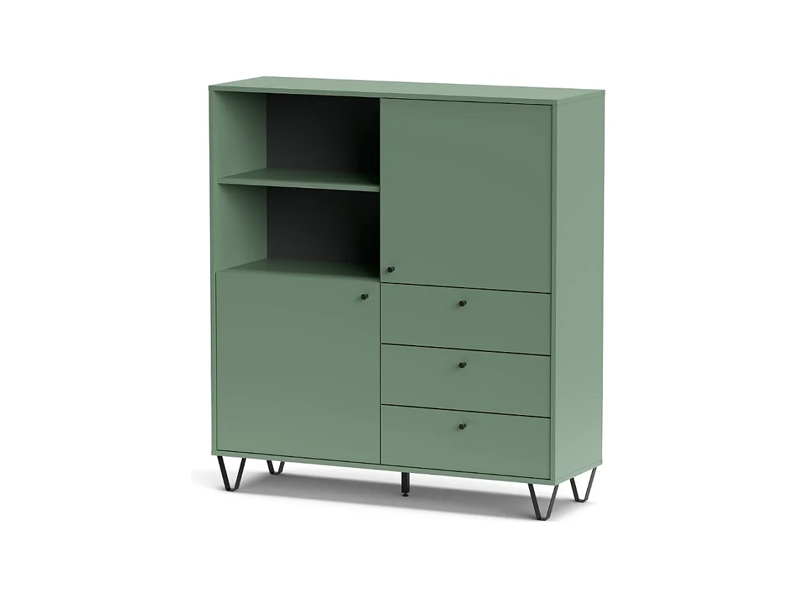 Credenza con ante cassetti e vano a giorno verde ALDO6 123,6x40x135H