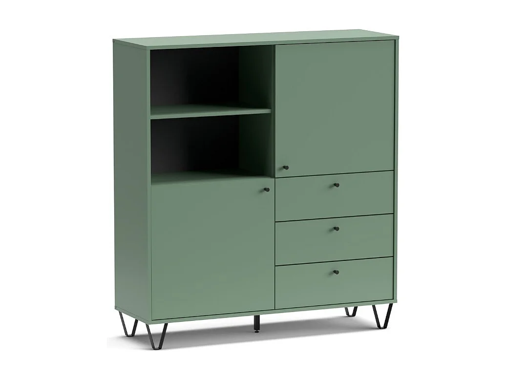 Credenza con ante cassetti e vano a giorno verde ALDO6 123,6x40x135H