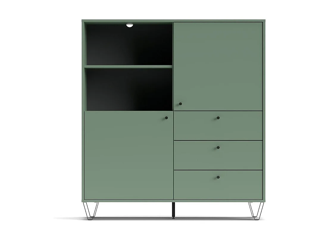 Credenza con ante cassetti e vano a giorno verde ALDO6 123,6x40x135H