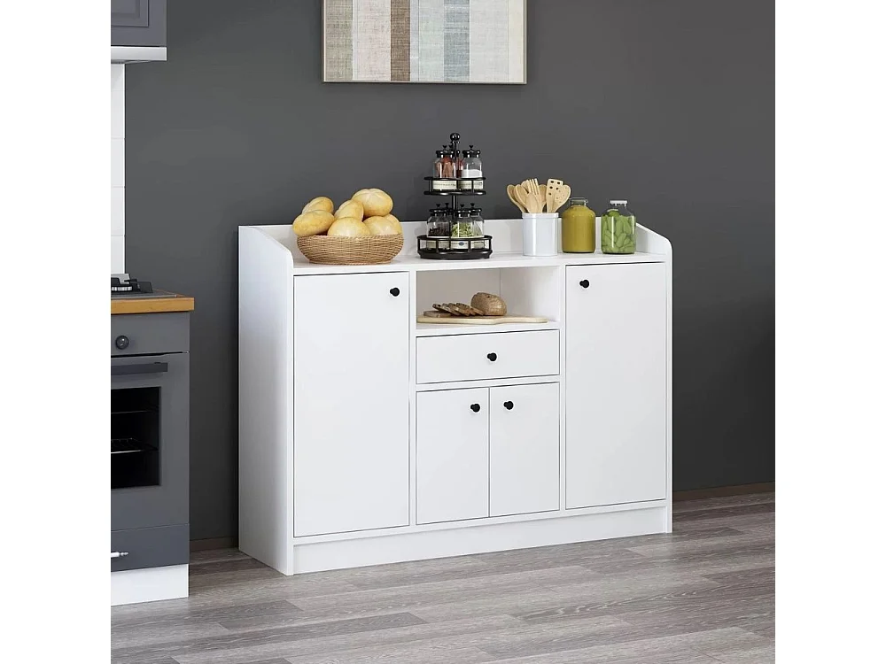 Mobile multiuso Arina bianco 4 ante e cassetto 120x35x90H