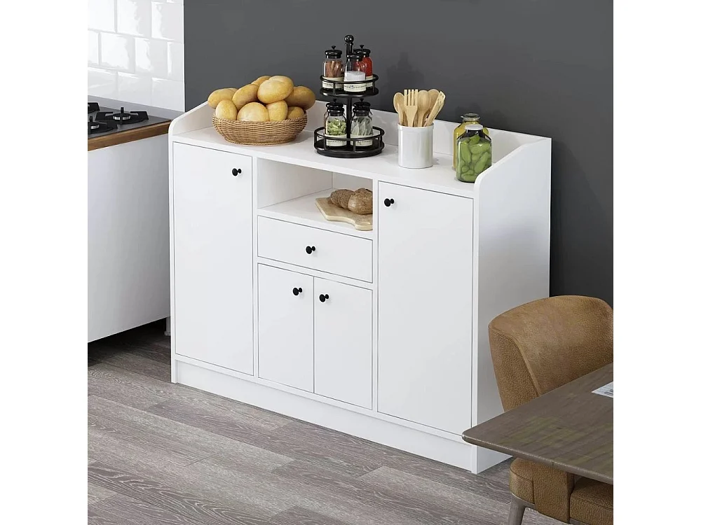 Mobile multiuso Arina bianco 4 ante e cassetto 120x35x90H