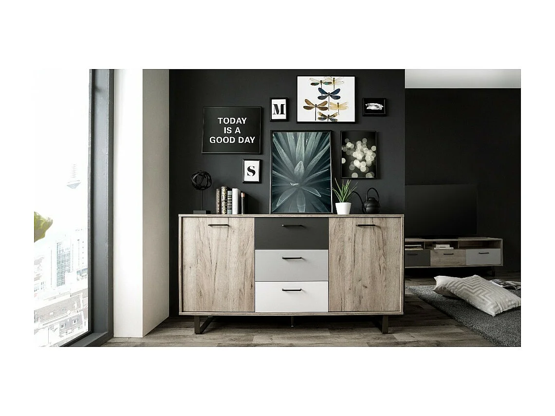 Credenza 2 ante e 3 cassetti Orlando4 colore rovere