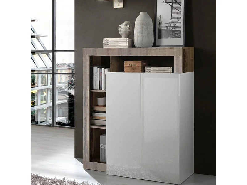 Credenza Mogol 108x42x127H colore bianco lucido pero